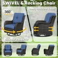 thumbnail image 3 of PARKWELL Outdoor Swivel Gliders Chair Set of 2,Patio Wicker High Back Swivel Rocker Lounge Chair with Navy Cushions for Balcony Deck, Brown Wicker, 3 of 9