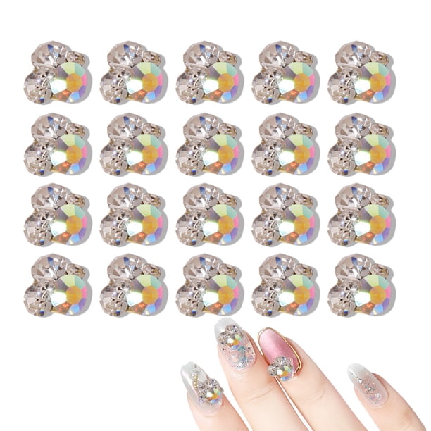 20 piezas calcomanías para decoración de uñas, diamantes de imitación, aleación, manicura, herramientas de decoración DIY, cristales para decoración de uñas