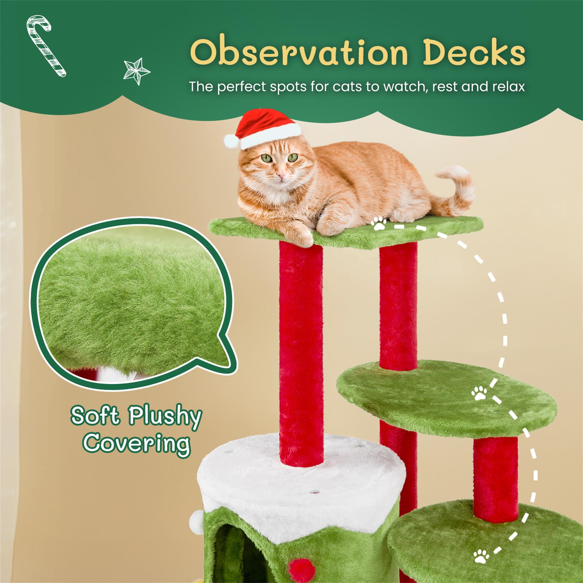 Kadyn 32" Cat Tree, Cat Tower with Sisal-Covered Scratching Post, Cat Condo, for Small Spaces, Kittens, Green