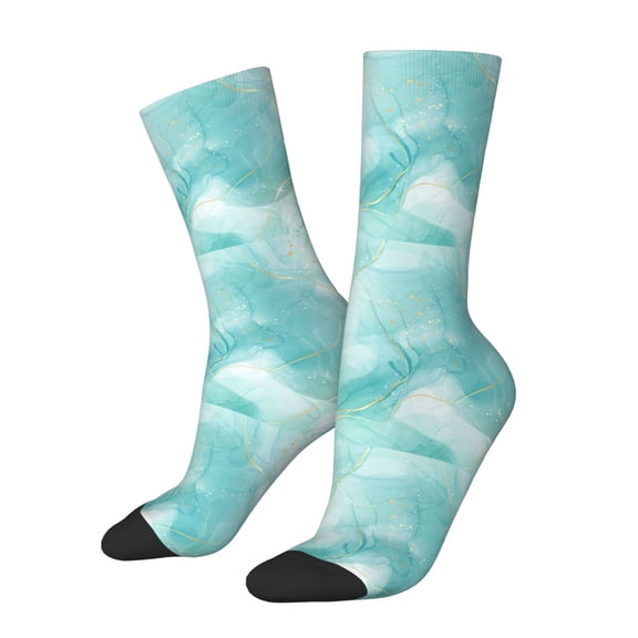 Vsdgher Blue Marble Crew Socks for Men & Women, Breathable Casual Athletic Ankle Socks