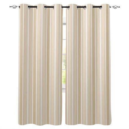 Khaki Stripe Blackout Curtains for Bedroom Living Room Darkening Curtains 54 Inch Long Modern Minimalist Geometric Striped Short Curtain for Small Window Treatment Insulated Grommet Drapes 42 x54 x2