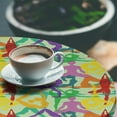 thumbnail image 2 of Ambesonne Yoga Fitted Round Tablecloth, Colorful Poses Eastern Asia, 56"- 60" Diameter, Multicolor, 2 of 5