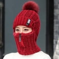 thumbnail image 4 of D-GROEE Women Winter Beanie Hats One-Piece Wool Knitted Balaclavas Mask Set Skull Neck Circle Scarf Ski Snow Hat Cap with Pompom Ball, 4 of 6