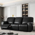 thumbnail image 4 of PU Leather Recliner Sofa Cover 8-Pieces Waterproof Stretch Reclining Couch Slipcover Furniture Protector with Pockets, 3 Seater/Black, 4 of 12