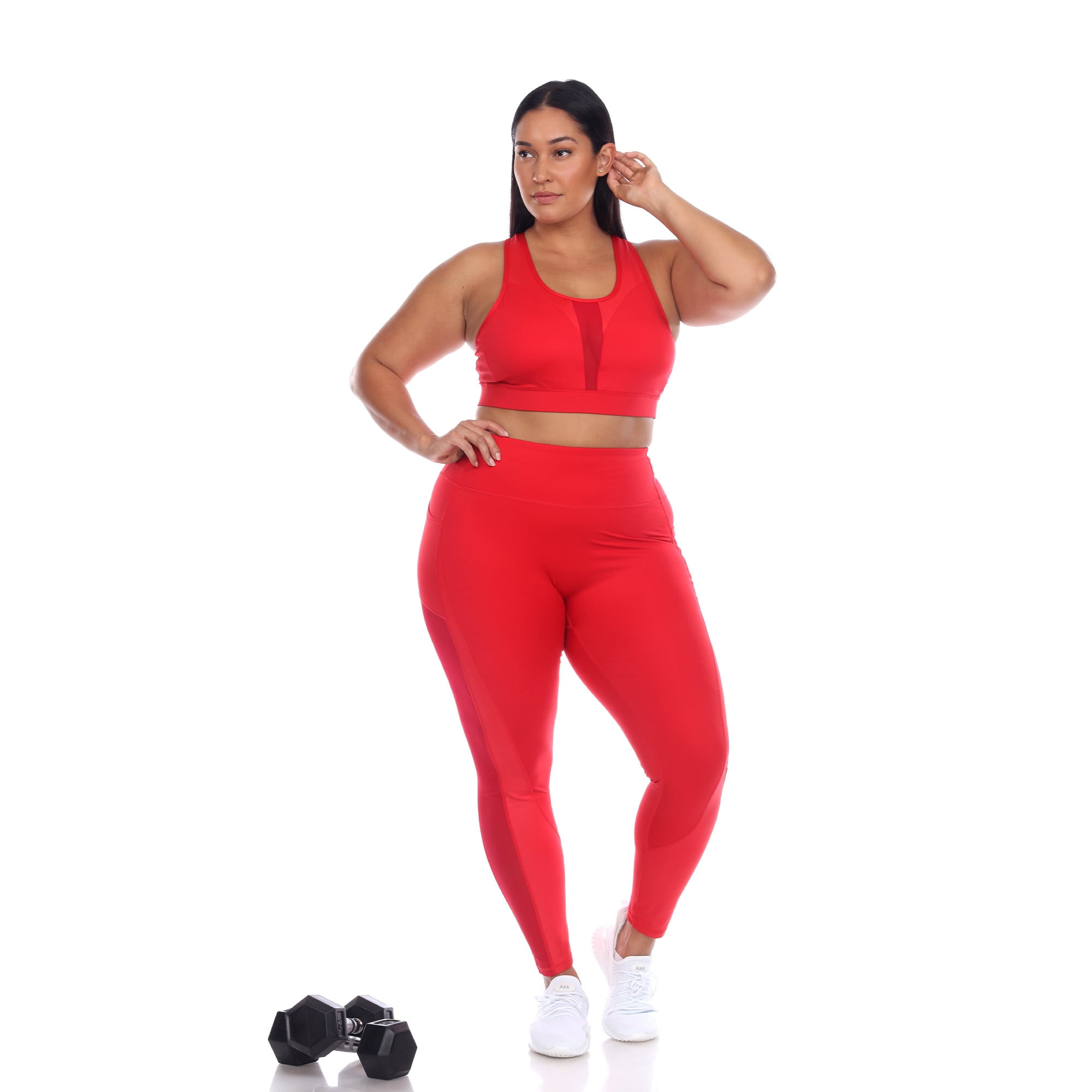 White Mark Women's Plus Size Racer Back Nylon Spandex Sports Bra