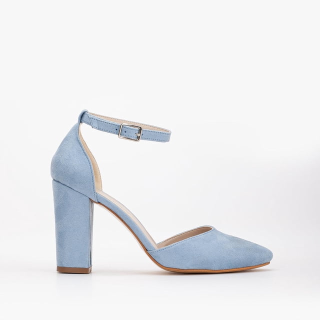 Gisele - Tacones de novia de ante azul bebé azul cielo 7.5