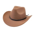 thumbnail image 4 of SRZYMJ Classic Wool Fedora Hat with Leather Band Roll Up Wide Brim Western Cowboy Hat for Men Women, 4 of 4