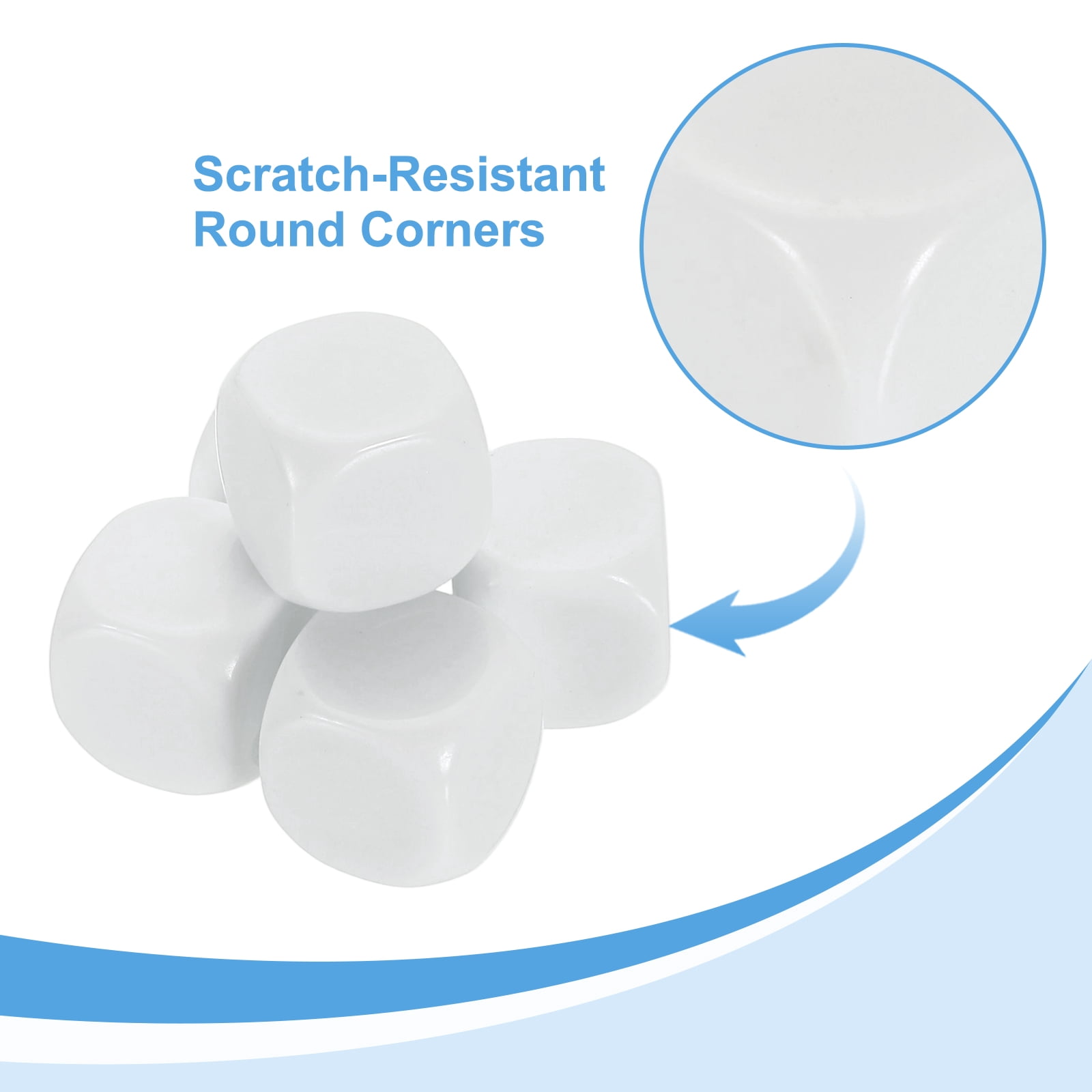 50Pack Rounded Blank Six Sided Dice 20mm/0.8inch Acrylic Dice, White
