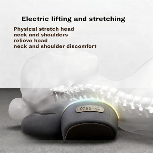 3-in-1 Neck Massager with Heat and Vibration, Black Memory Foam Cervical Pillow, Electric Traction Support for Pain Relief and Sleep Aid(Black,1PC)