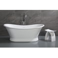 thumbnail image 6 of 67" White Matte Pedestal Solid Surface Resin Bathtub, 6 of 12