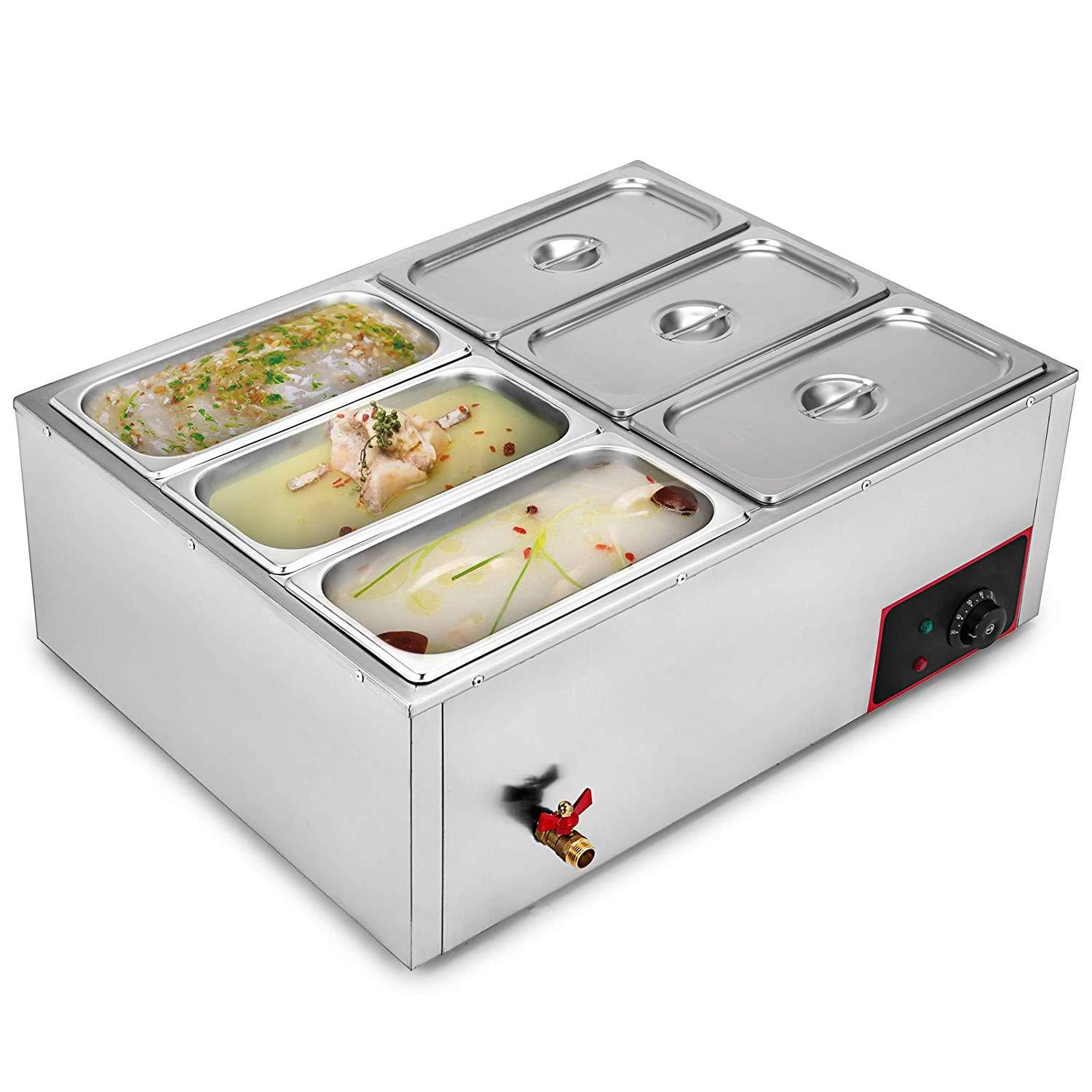 GorillaRock Commercial Food Warmer 2, 3, 4 and 6 Pan Countertop 110V Electric Food Warmer 850W