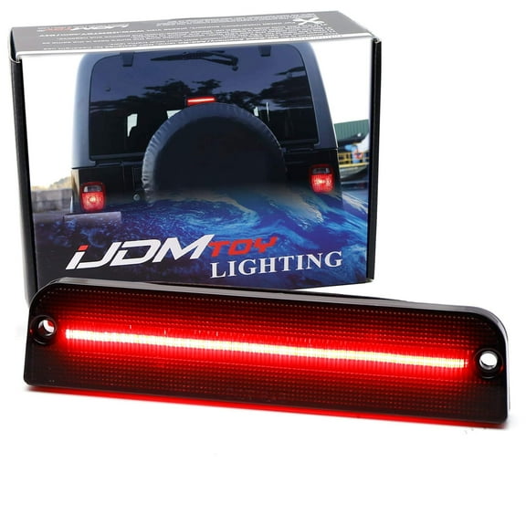 Black-Out Smoked Lens Full LED Strip Behind The Spare Third Brake Light Replacement, For Jeep 1997-2006 Wrangler TJ, Powered by 36-SMD LED