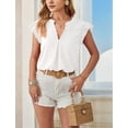 thumbnail image 3 of Osfvolr Womens Blouse V Neck Ruffle Sleeve Flowy Shirts Dressy Casual Cute Summer Tops White L, 3 of 8