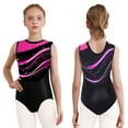 thumbnail image 5 of Hansber Gymnastics Leotards for Girls Ballet Dance Top Sleeveless Sparkle Printed Athletic Bodysuit Hot Pink 10, 5 of 6