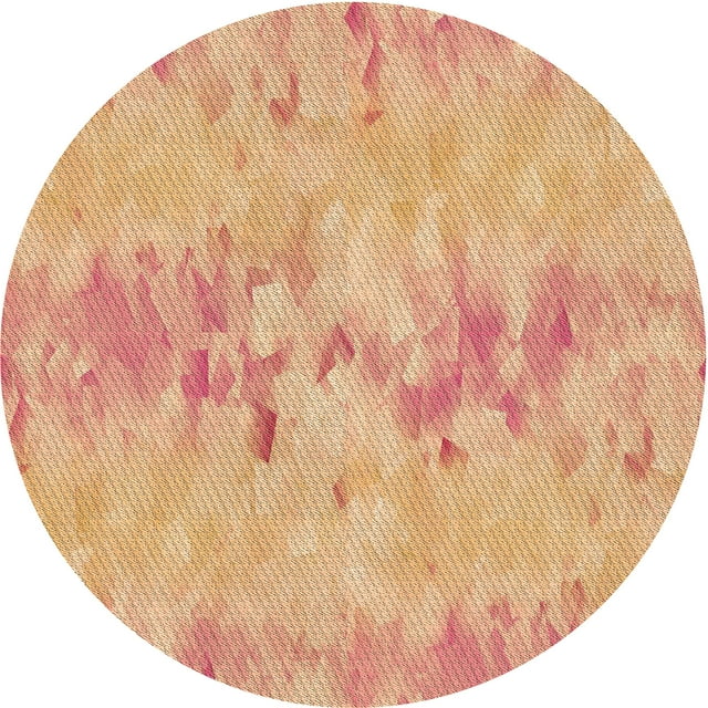 Ahgly Company Machine Washable Indoor Round Transitional Construction Cone Orange Area Rugs, 4' Round