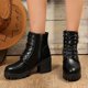 thumbnail image 5 of NECHOLOGY Botas Mujer Adulto Femenino Zapatos Botines de mujer Nuevo Punta redonda Tacón medio Manga corta Cremallera lateral Botas sólidas Moda Botas de moda grandes Botas de mujer (Black, 7.5), 5 of 7