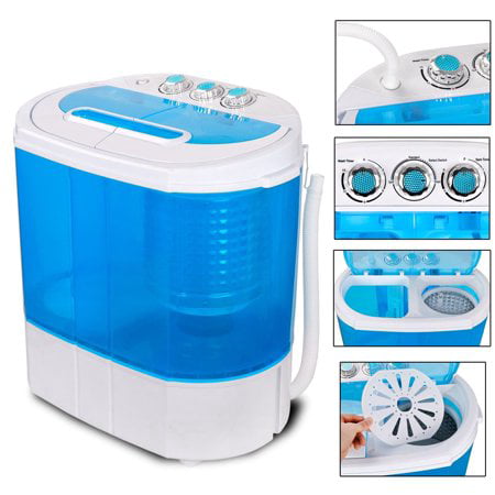 Zeny Portable Washing Machine, Mini Twin Tub Washing Machine w/Washer&Spinner, Gravity Drain Pump, 9.9lbs (Best Portable Washer Dryer Combo For Apartments Ventless)