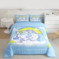 thumbnail image 2 of Feelyou Blue Cartoon Unicorn Queen Comforter Set for Teens, Cute Magic Animal Bedding Sets, Mystic Stars Rainbow Reversible Bedding Comforter Set, Microfiber Bedroom Decor, 3-Piece, 2 of 8