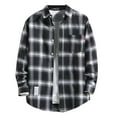 thumbnail image 3 of ZCFZJW Men's Casual Plaid Flannel Button Down Shirt - Fall Winter Plush Thick Keep Warm Plaid Shirt Sherpa Fleece Lined Jacket with Pockets Gray XXXL, 3 of 4