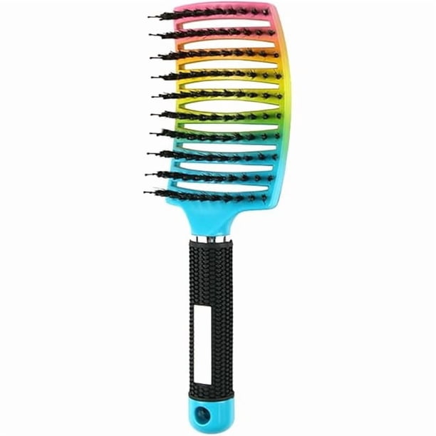 wonima11 Magical Brush Detangler, Ultra Detangling Brush, For Wet Or Dry Detangling HairBrush For Men, Women And Kids, Fast Drying Styling Massage curved Hairbrush (Rainbow-A)