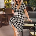 thumbnail image 3 of Fotbe Black Plaid Heart Pattern Dress Casual Womens Fashion Short Sleeve Maxi Dress T Shirt Dress Striped Long Color Block Maxi Dress, 3 of 6