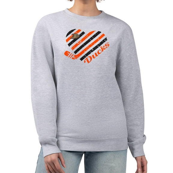 Women's G-III 4Her by Carl Banks  Heather Gray Anaheim Ducks Heart Graphic Pullover Sweatshirt