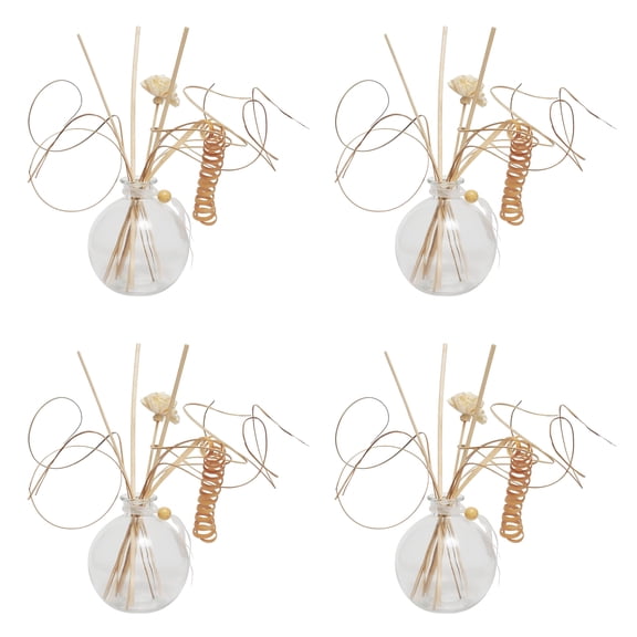 Hosley Decorative Glass Diffuser Set with Reed Sticks: 4 Piece Stylish Home Fragrance