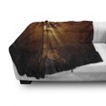 thumbnail image 3 of Animal Soft Flannel Fleece Throw Blanket, Hawk Eagle Bird Face and Claws Feathers Wings Like Background Art Print, Cozy Plush for Indoor and Outdoor Use, 50" x 60", Brown, by Ambesonne, 3 of 6