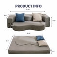 thumbnail image 3 of ZAFLY Canapé-Lit Futon Format Grand, Canapé Convertible Pliable, Canapé de Sol Convertible en Lit, Gris Pâle, 3 of 5