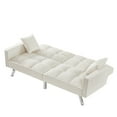 thumbnail image 2 of Topcobe Modern Convertible Velvet Sofa Couch Bed with 2 Pillows for Office Living Room Bedroom, White, 2 of 8