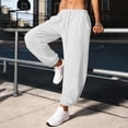 thumbnail image 3 of RYDCOT Women's Athletic Jogger Pants Mid Rise Solid Color Casual Sweatpants with Pockets, Loose Fit with Tapered Leg White, 3 of 7