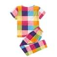 thumbnail image 2 of Innerwin Pajamas Set Plaid Printed Ladies Sleepwear Home Color Block Basic Nightwear Color Square L, 2 of 4