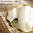 thumbnail image 4 of BEAUTYPEAK 30" Wavy Round Bathroom Mirror Wall Decor with Deep Frame, Gold, 4 of 11