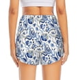 thumbnail image 2 of Lsque Blue Paisley Printed Women's Running Shorts with Liner Pockets,Elastic Quick Dry Workout Athletic Gym Yoga Shorts,Womens High Waist Shorts-Large, 2 of 9