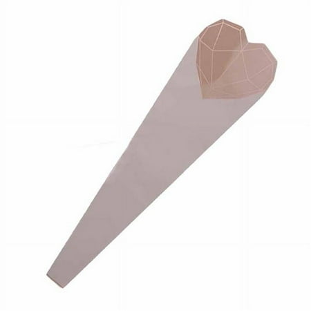 Panda Superstore Flower Heart Single Rose Packaging Bag Diamond Shape Floral Art Wrapping Paper, Milk Tea Color - 20 Piece