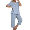 thumbnail image 5 of MecTo Womens Pajamas Set, Short Pajamas For Women, Ladies Summer Pjs Short Sleeve Top And Capri Pants, Loungewear Sets, 5 of 8