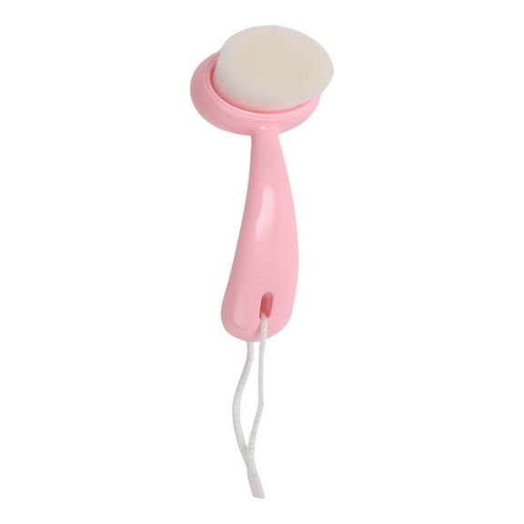 1 Pc Soft ABS Cleansing Brush with Flat Hair Curved Handle Pink White 4.65"x2.09"