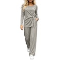 thumbnail image 3 of AnuYalue Women's Plus Size 2 Piece Outfits Long Sleeve Blouse and Pants Solid Loungewear Sets Travel Outfits, 3 of 9