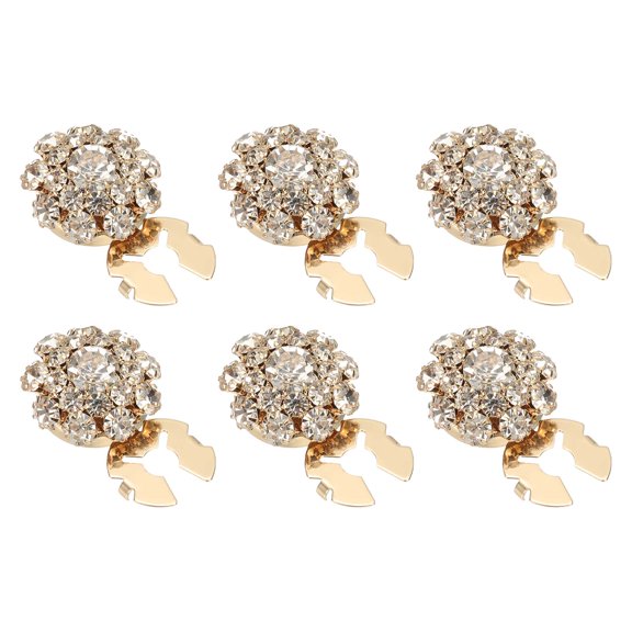 Uxcell 6 Pcs Rhinestone Button Covers, 17.5mm 11/16" Decorative Buttons Clips Detachable Sewing Kit Replacement for Women Men DIY Crafts Holiday Decor Dress Accessories, Gold