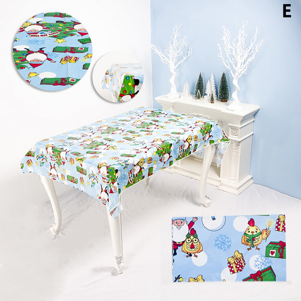 Disposable Tablecloth Creative PVC Christmas Print Tablecloth Table