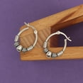 thumbnail image 4 of LeCalla 925 Sterling Silver Antique Click-Top Light Weight Oxidized Hollow Hoop Balinese Earrings for Women and Teen 20MM, 4 of 9