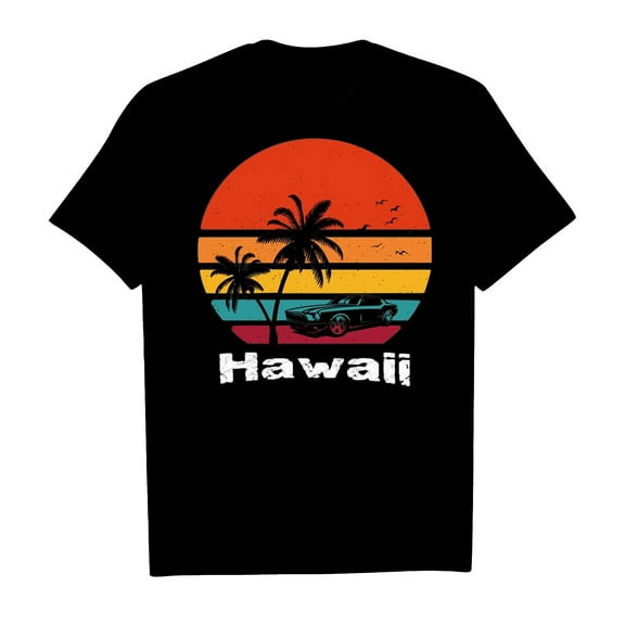 TOOYOU Boys Summer T-Shirt Tee Coconut Tree Sunset Beach Top Hawaii Vacation Short Sleeve Tropical Shirts For Teen Size 12-24 Months Black