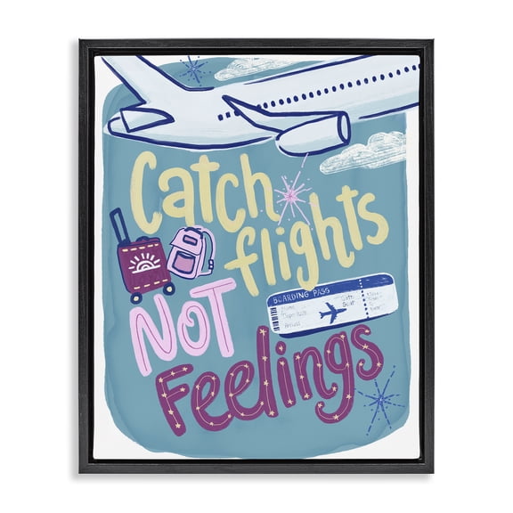 Stupell Industries Contemporary Catch Flights Not Feelings Black Floating Frame Canvas Art, 17 x 21, by Connie Summers