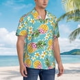 thumbnail image 3 of Pofeuu Cute Pineapples Print Hawaiian Shirt for Men Sleeves Casual Button Down Summer Beach Dress Shirts T-Shirts,X-Large, 3 of 7