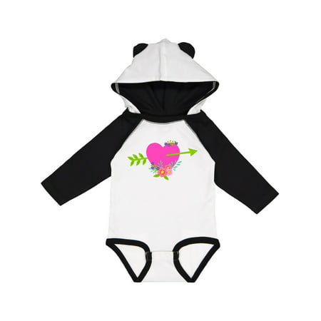 

Inktastic Valentine s Day Pink Heart with Flowers and Arrow Gift Baby Boy or Baby Girl Long Sleeve Bodysuit