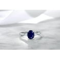 thumbnail image 6 of Gem Stone King 10K White Gold Blue Sapphire and White Created Sapphire 3-Stone Engagement Ring | 1.89 Cttw | Three Stone Wedding Engagement Anniversary Promise Ring for Women, 6 of 7