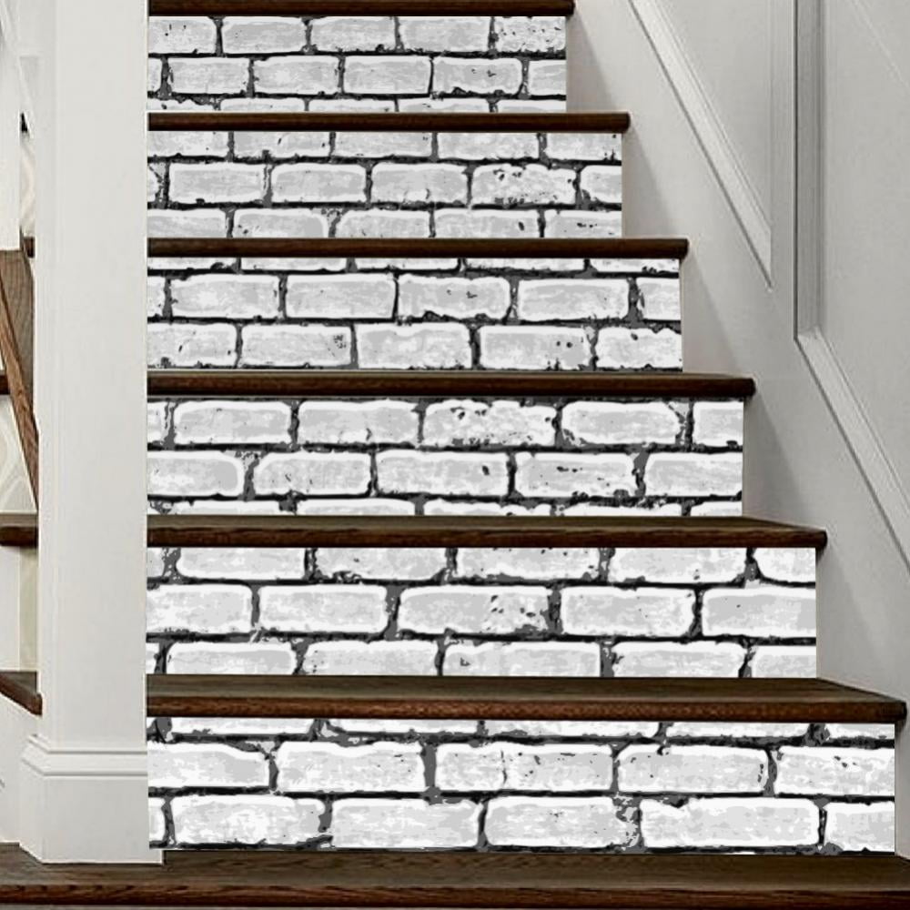Walraime Strips 6 Steps Wood Pattern Stair Riser Peel and Stick Removable  Self Adhesive Wall Sticker 