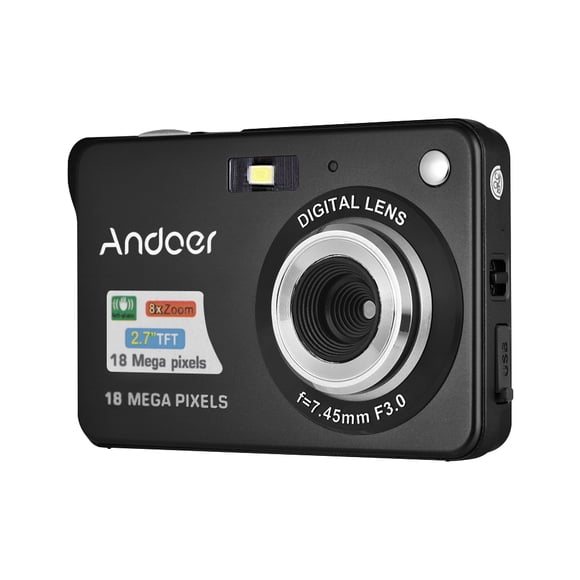 Videocámara Andoer 18M 720P HD Cámara digital Videocámara con 2pcs Baterías recargables 8X Zoom digital Anti-shake 2.7 pulgadas LCD Niños Regalo de Navidad