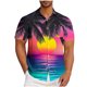 thumbnail image 2 of Blusa y camisa de manga corta con cuello vuelto para hombre, blusa informal de moda con cuello vuelto, blusa estampada de manga corta con botones, blusa de poliéster para hombre, 2 of 6