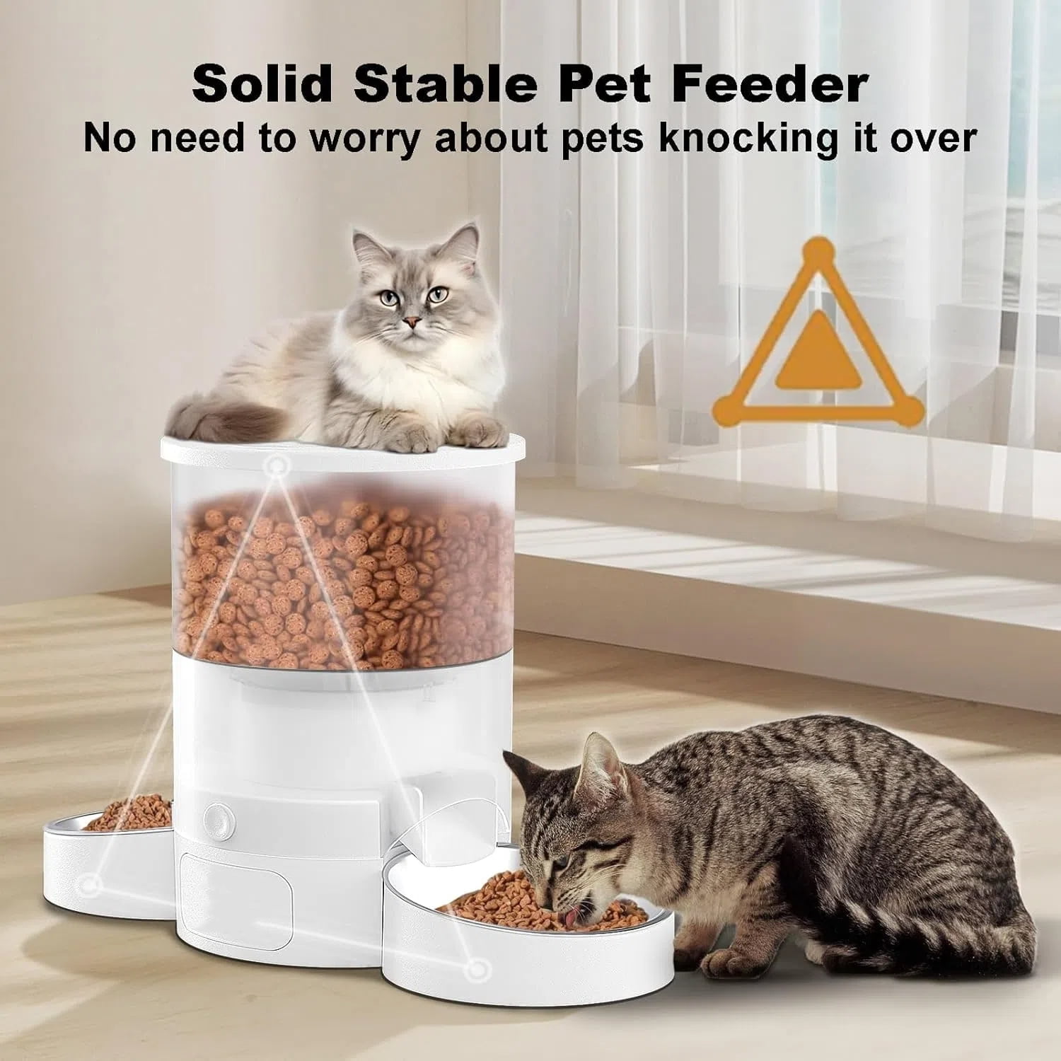 Eotvia Automatic Cat Feeder, Wifi Smart Food Dispenser with APP Control for Remote Feeding, Dual Power Supply, Timed Pet Feeder Programmable 1-10 Meals, 3L, White